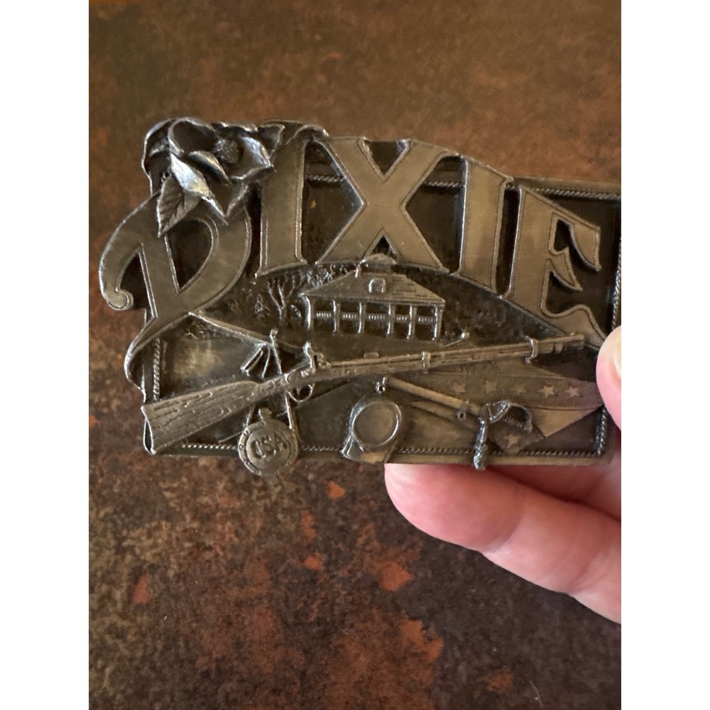 Vintage 1983 Siskiyou Dixie Southern Heritage Pewter‎ Belt Buckle Dixieland USA